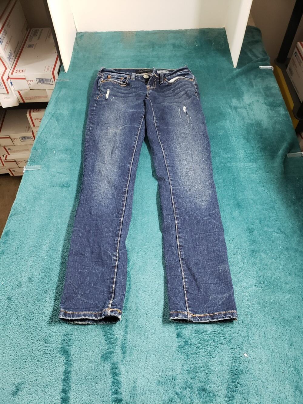 Aeropostale Jeans Size 000 Short Women Blue Pants Stretch Mid Rise Skinny